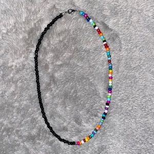 Multicolored and half black seed bead necklace